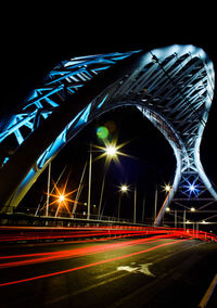 Light trails on road at night