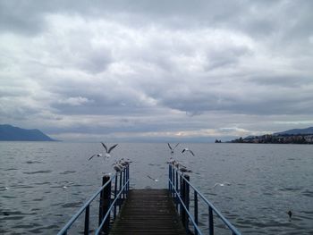 Pier over sea against sky