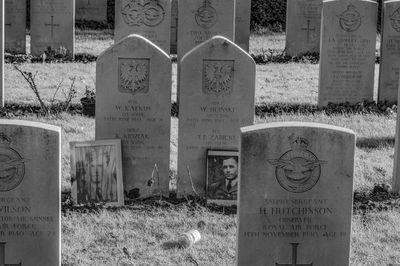 Text on field at cemetery