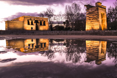 Reflection of building in lake