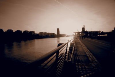 View of city at sunset