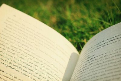 Close-up of books on book