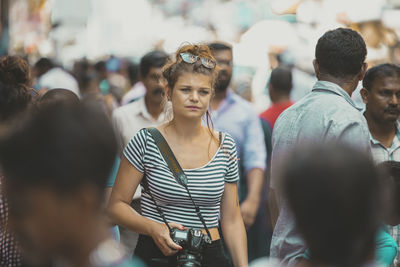 People looking at friends