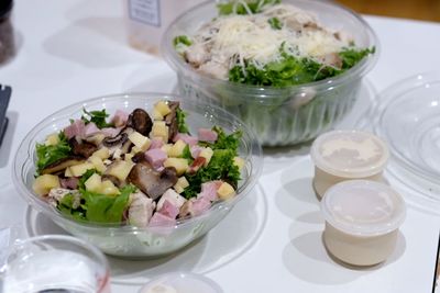 High angle view of food in plate