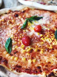 Close-up of pizza on table