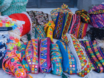 Close-up of multi colored for sale in market