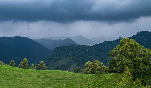 Scenic view of mountains against sky