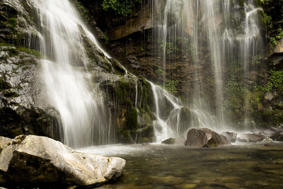 Scenic view of waterfall