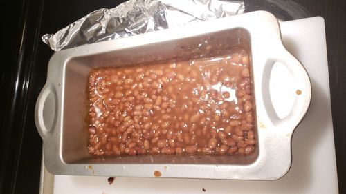High angle view of bread in container