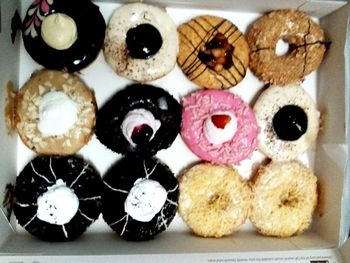 High angle view of cookies on table