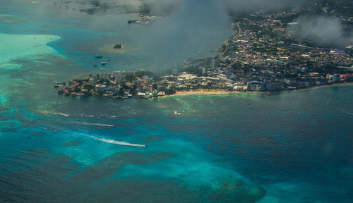 Aerial view of swimming in sea