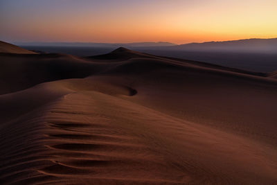 View from nature and landscapes of dasht e lut or sahara desert at sunset. middle east desert