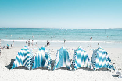 Scenic view of beach against clear sky