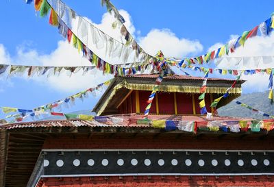 Low angle view of traditional building against sky