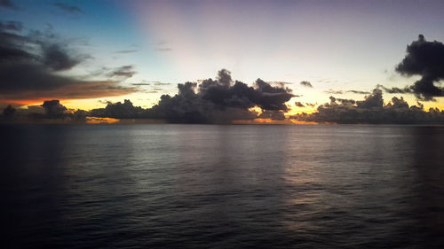 Scenic view of sea at sunset