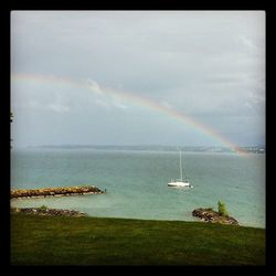 Scenic view of sea against cloudy sky