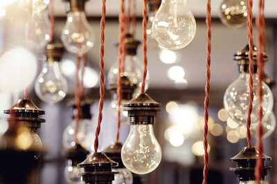 Close-up of illuminated light bulbs