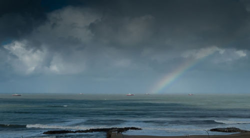 Scenic view of sea against cloudy sky