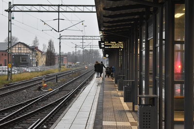 Train on railroad station platform against sky