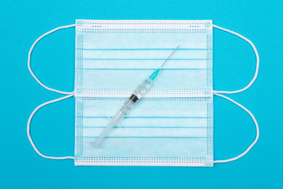 High angle view of blue blinds