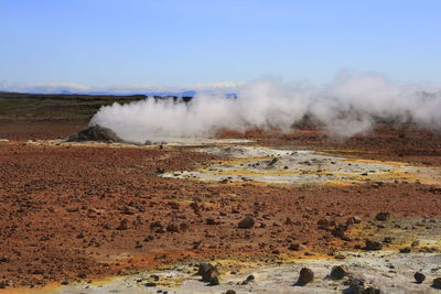 Scenic view of land against sky