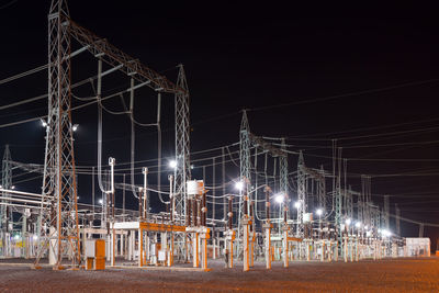Electric substation in asuncion, paraguay at night.