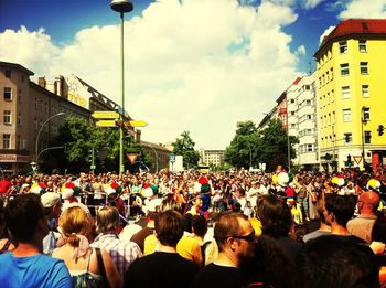 Group of people in front of crowd