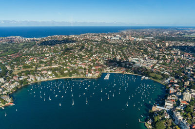 High angle view of buildings in city