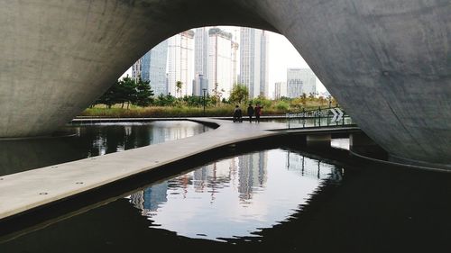 Arch bridge over river