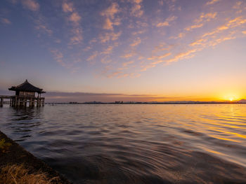 Scenic view of sea against sky during sunset