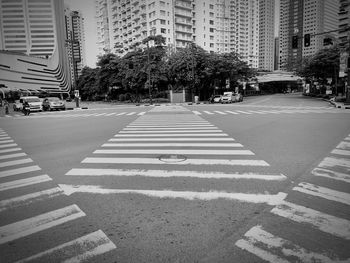 Zebra crossing on road in city