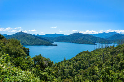 Scenic view of bay against sky