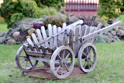 Close-up of bicycle on grass