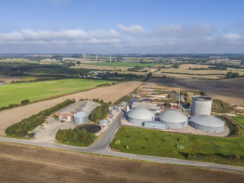 Aerial photo of flemløse biogas, glamsbjerg, denmark