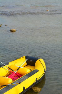 High angle view of yellow floating on lake