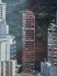 High angle view of buildings in city