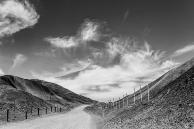 Panoramic view of road amidst landscape against sky