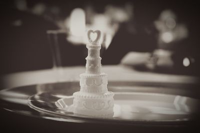 Close-up of water drop in plate