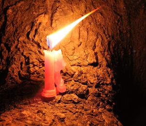 Close-up of lit candle