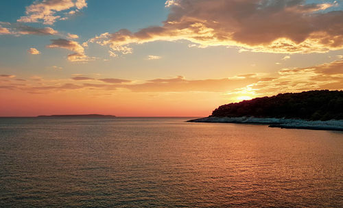 Sunset over the ocean at the island of losinj, croatia.