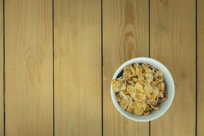 High angle view of breakfast on table