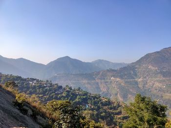 Scenic view of mountains against clear sky