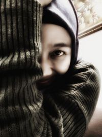 Close-up portrait of a beautiful young woman
