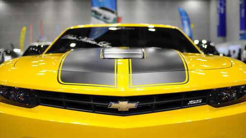 Close-up of yellow car