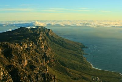Aerial view of mountain and sea