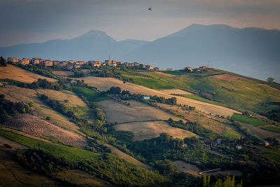 Scenic view of ripartisone in marche with appennini mountains