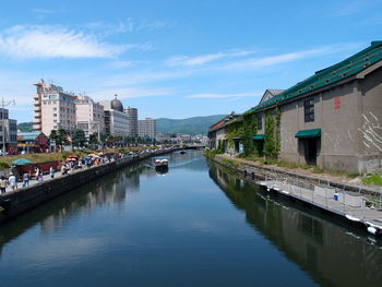 Panoramic view of buildings in city against sky