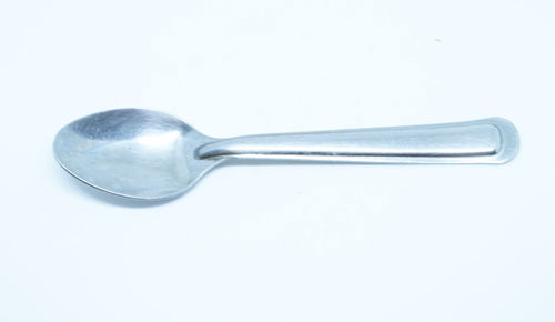 High angle view of drink against white background