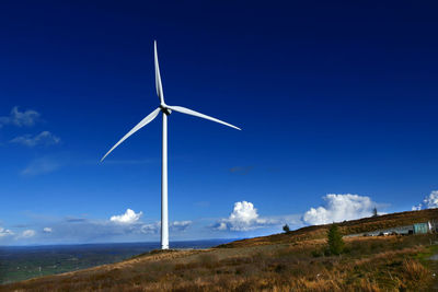 Wind turbines on field