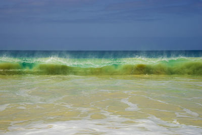 Scenic view of sea against clear sky